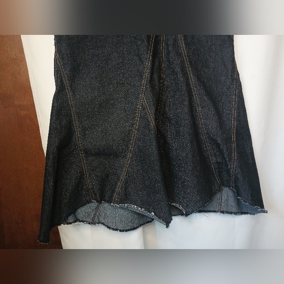Bisou Bisou Y2K Denim Mermaid Maxi Skirt Size 8 Raw Shark Bite Hem Bratzcore - Picture 3 of 13